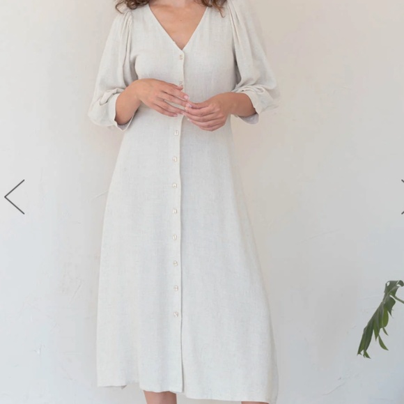 NWT Linen Agnes Midi Dress - Picture 1 of 6